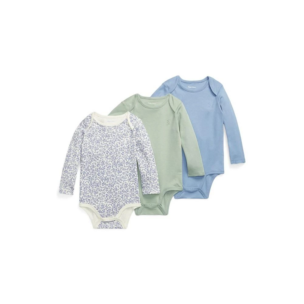 商品Ralph Lauren|Baby Boys Cotton Interlock Bodysuit, Pack of 3,价格¥200,第1张图片