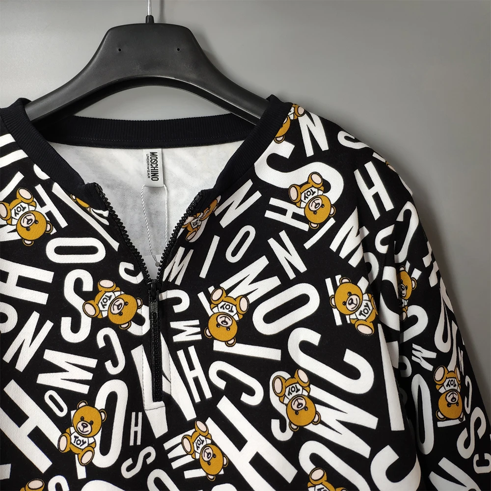 MOSCHINO 女士黑色棉质长款卫衣 ZT1718-9005-1555 商品