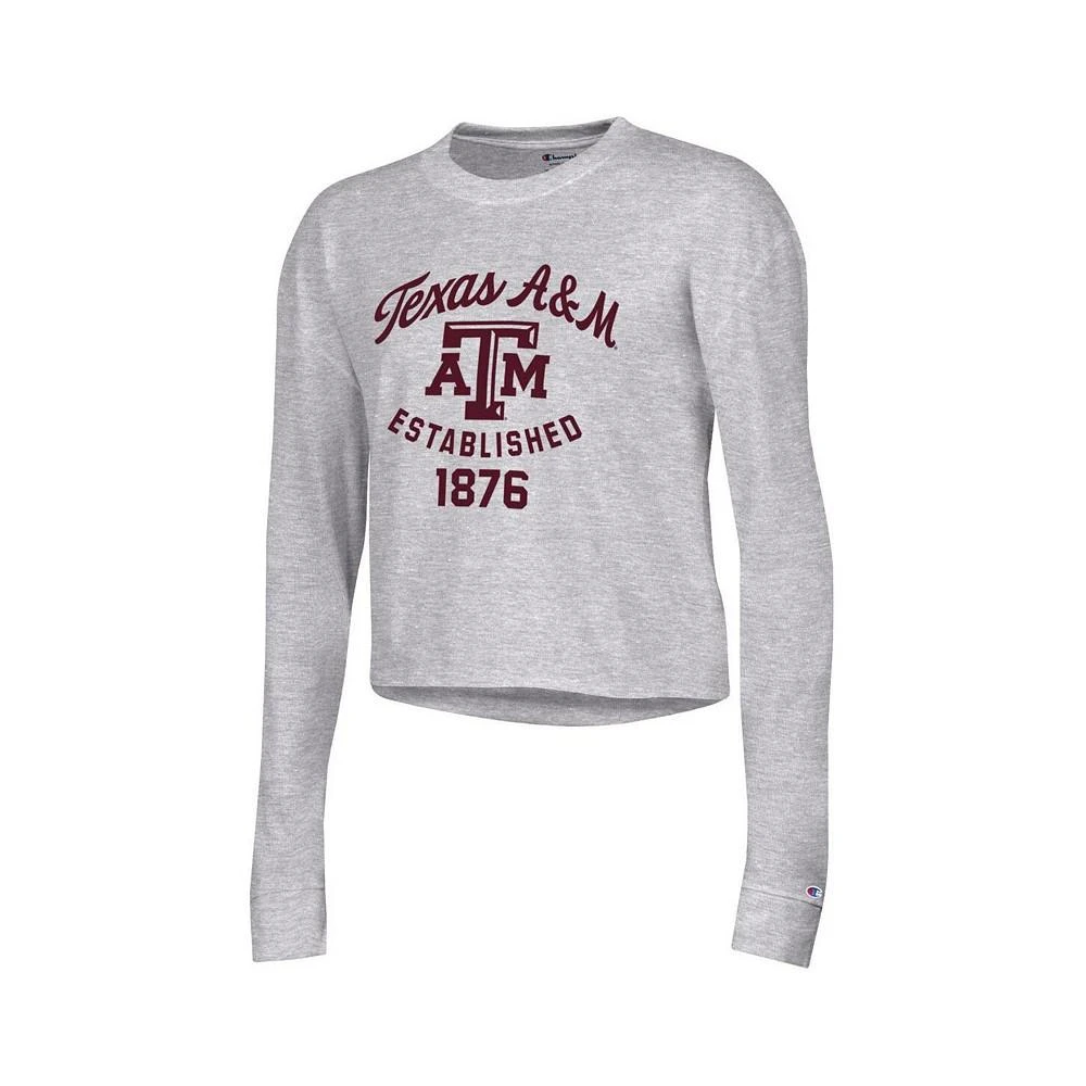 商品CHAMPION|Women's Gray Texas A&M Aggies Boyfriend Cropped Long Sleeve T-shirt,价格¥258,第3张图片详细描述
