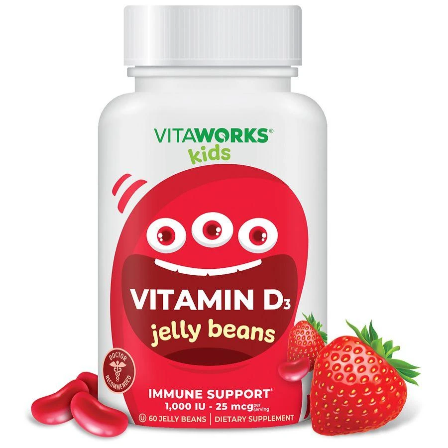 商品VitaWorks|Kids Vitamin D3 1000 IU Jelly Beans Strawberry,价格¥100,第1张图片