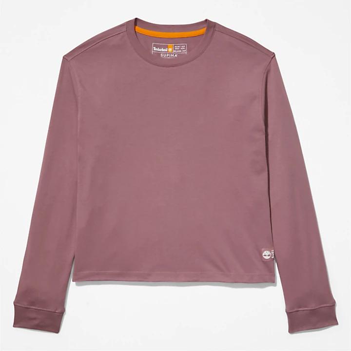 Anti-Odour Supima® Cotton Long-sleeved T-Shirt for Women in Dark Pink商品第7张图片规格展示