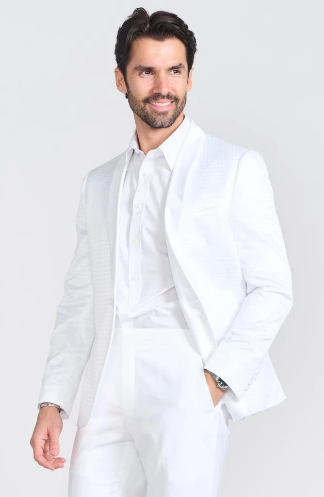 Varick White Jacquard One Button Shawl Collar Dinner Jacket 商品