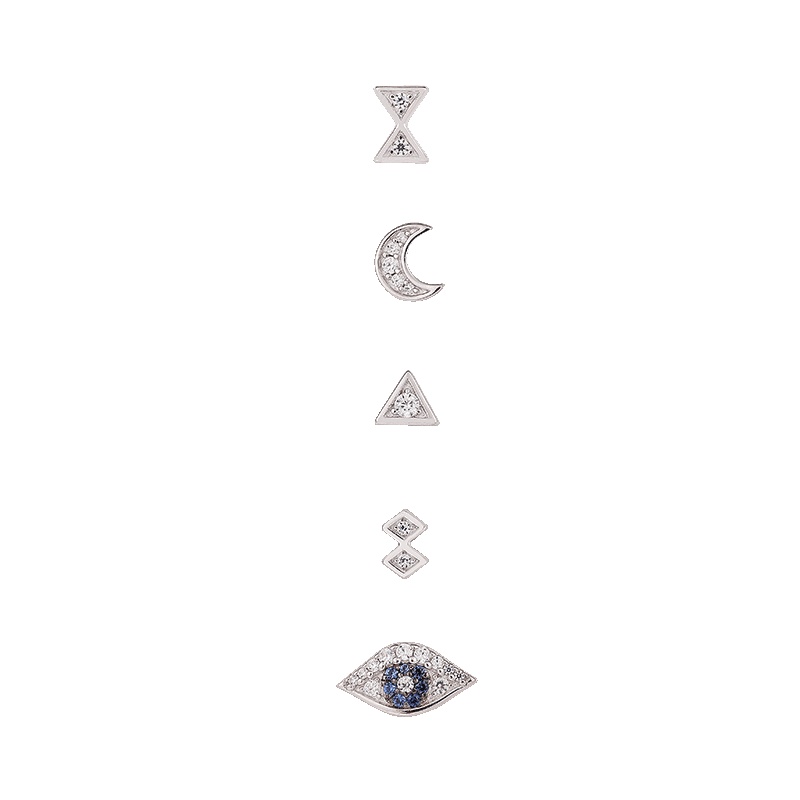 商品apm Monaco|御邪之眼和几何银耳骨钉女耳钉礼盒套装全视之眼组合 AE13077XKB（香港仓发货）,价格¥440,第1张图片