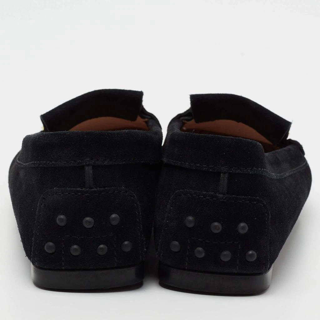 商品[二手商品] Tod's|Tod's Black Suede Safety Pin Slip-On Loafers Size 38,价�格¥1066,第5张图片详细描述