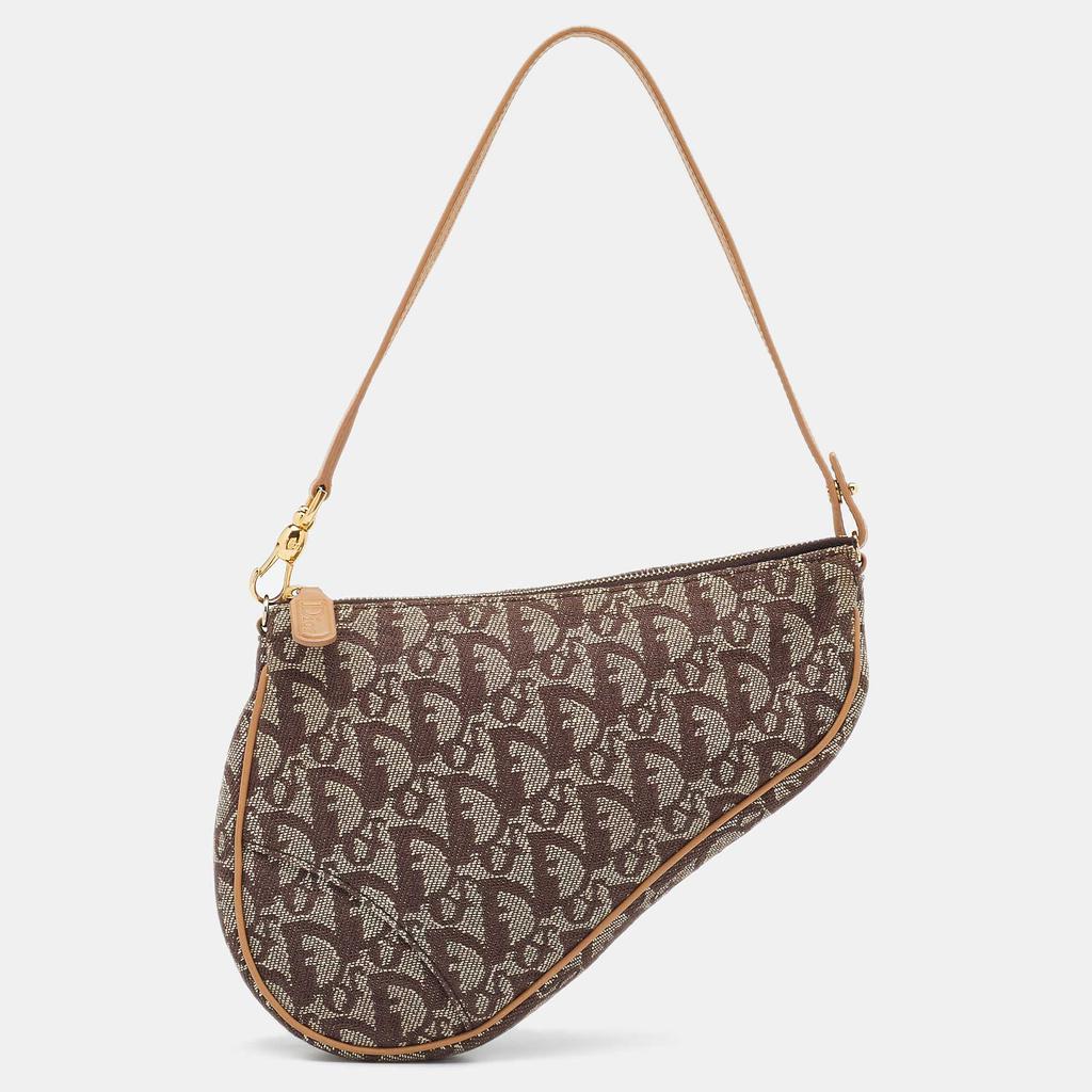 Dior Beige/Brown Oblique Canvas And Leather Trotter Saddle Bag商品第1张图片规格展示