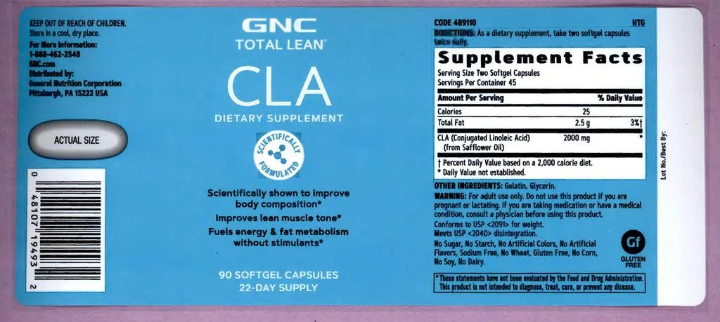 商品GNC|GNC Total Lean CLA | Improves Body Composition & Lean Muscle Tone, Fuels Fat Metabolism & Energy Without Stimulants | Gluten Free | 90 Softgels,价格¥251,第2张图片详细描述