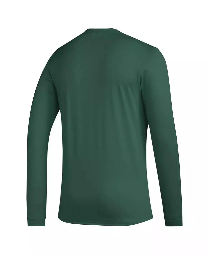 商品Adidas|Men's Green Miami Hurricanes Practice Basketball Pregame AEROREADY Long Sleeve T-shirt,价格¥258,第2张图片详细描述