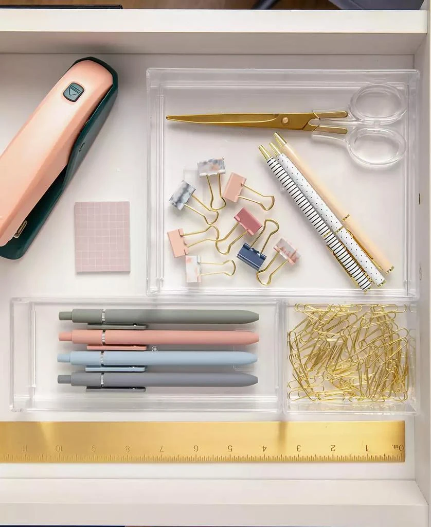 商品Martha Stewart|Brody Set of 3 Stack and Slide Plastic Tray Office Desktop Organizers, 1 Small, 1 Medium, 1 Large,价格¥115,第5张图片详细描述