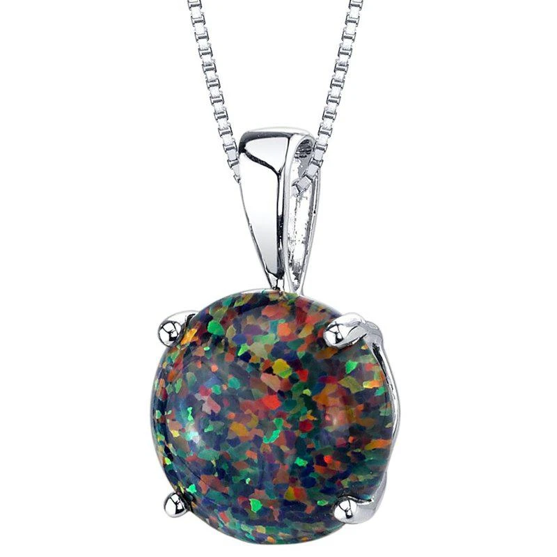 商品Peora|14 Karat White Gold Created Black Opal Solitaire Pendant,价格¥925,第1张图片