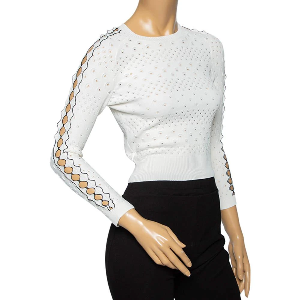 商品[二手商品] Alexander McQueen|Alexander McQueen White Eyelet Knit Long Sleeve Sweater XS,价格¥1178,第2张图片详细描述