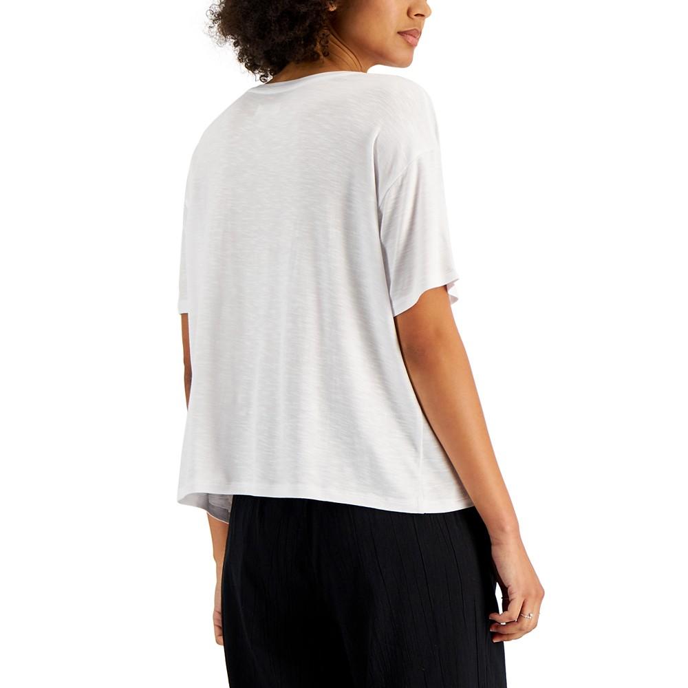 Style &  Co Drapey V-Neck T-Shirt, Created for Macy's商品第2张图片规格展示