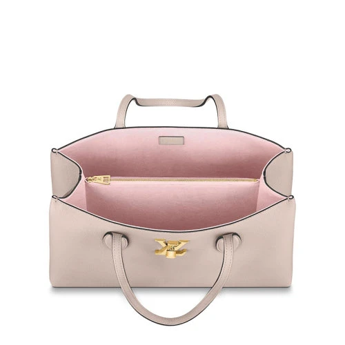 【预售十天】Louis Vuitton/路易威登 CABAS LOCKME系列 女士格雷格粉柔软粒面小牛皮金属徽标手提托特包M57346 商品