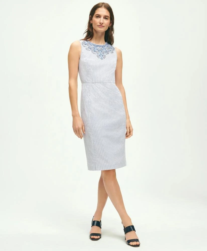 商品Brooks Brothers|Stretch Cotton Seersucker Sheath Dress,价格¥662,第1张图片