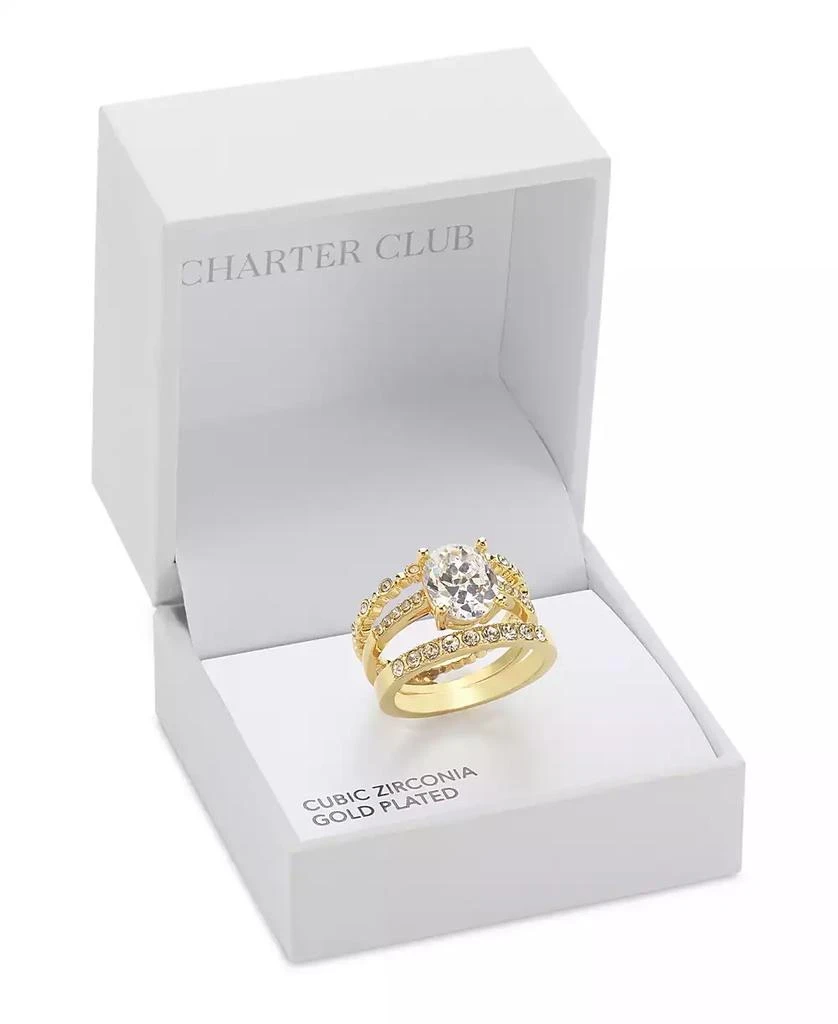 商品Charter Club|Pavé & Oval Crystal Triple-Row Ring, Exclusively at Macy's,价格¥117,第2张图片详细描述