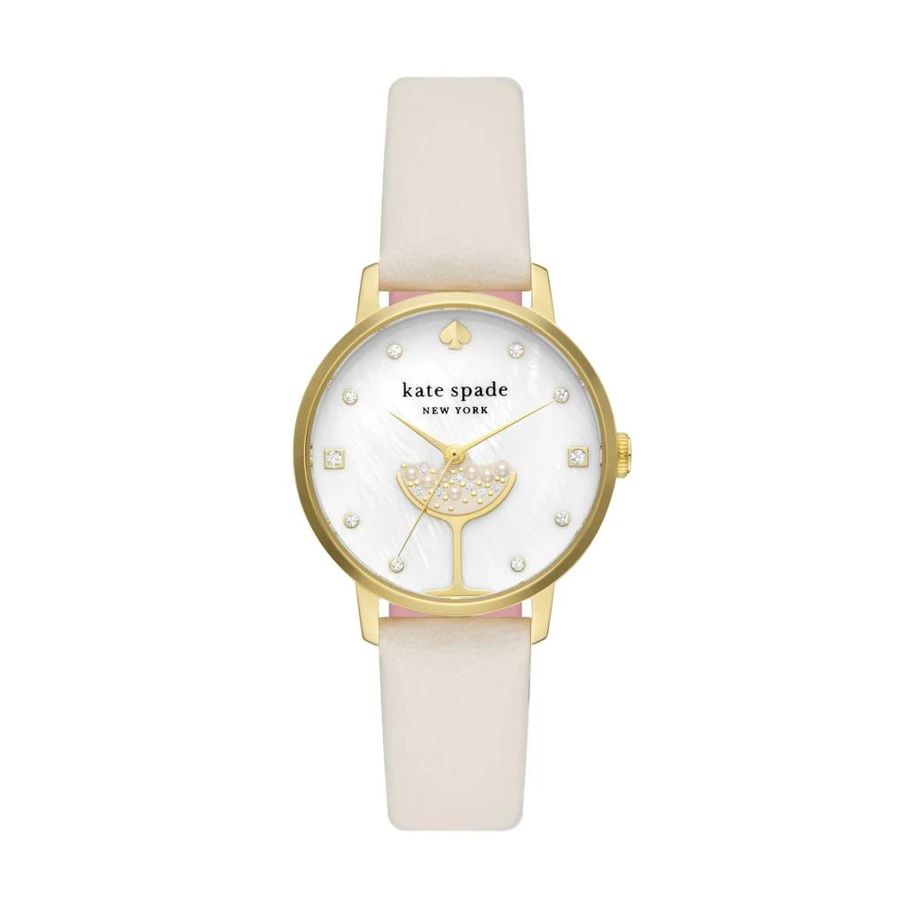 商品Kate Spade|34 mm Metro Three Hand Leather Watch - KSW1779,价格¥1492,第1张图片