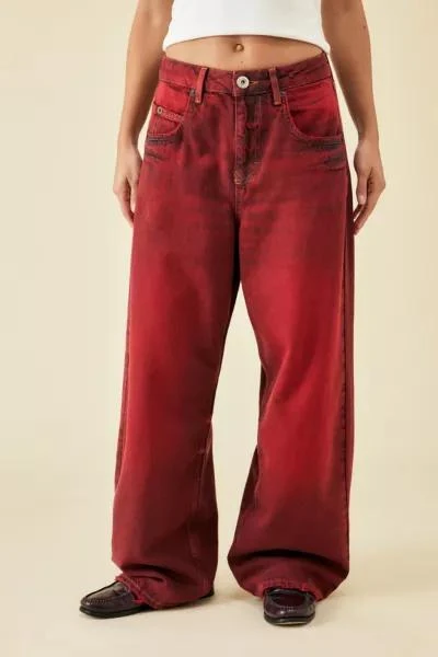 商品BDG|BDG Check Applique Red Jaya Baggy Jean,价格¥673,第1张图片