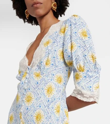 商品Rixo|Simone蕾丝边饰印花中长连衣裙,价格¥2371,第5张图片详细描述