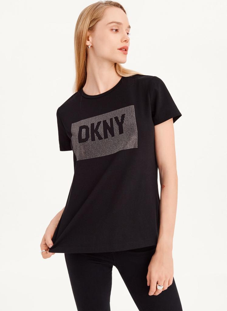 商品DKNY|Rhinestone Box Logo Tee,价格¥442,第1张图片