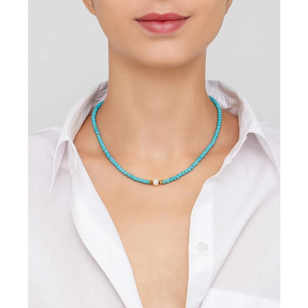 商品ADORNIA|17.5" Faux Turquoise Beaded Necklace with Imitation Pearl,价格¥254,第2张图片详细描述