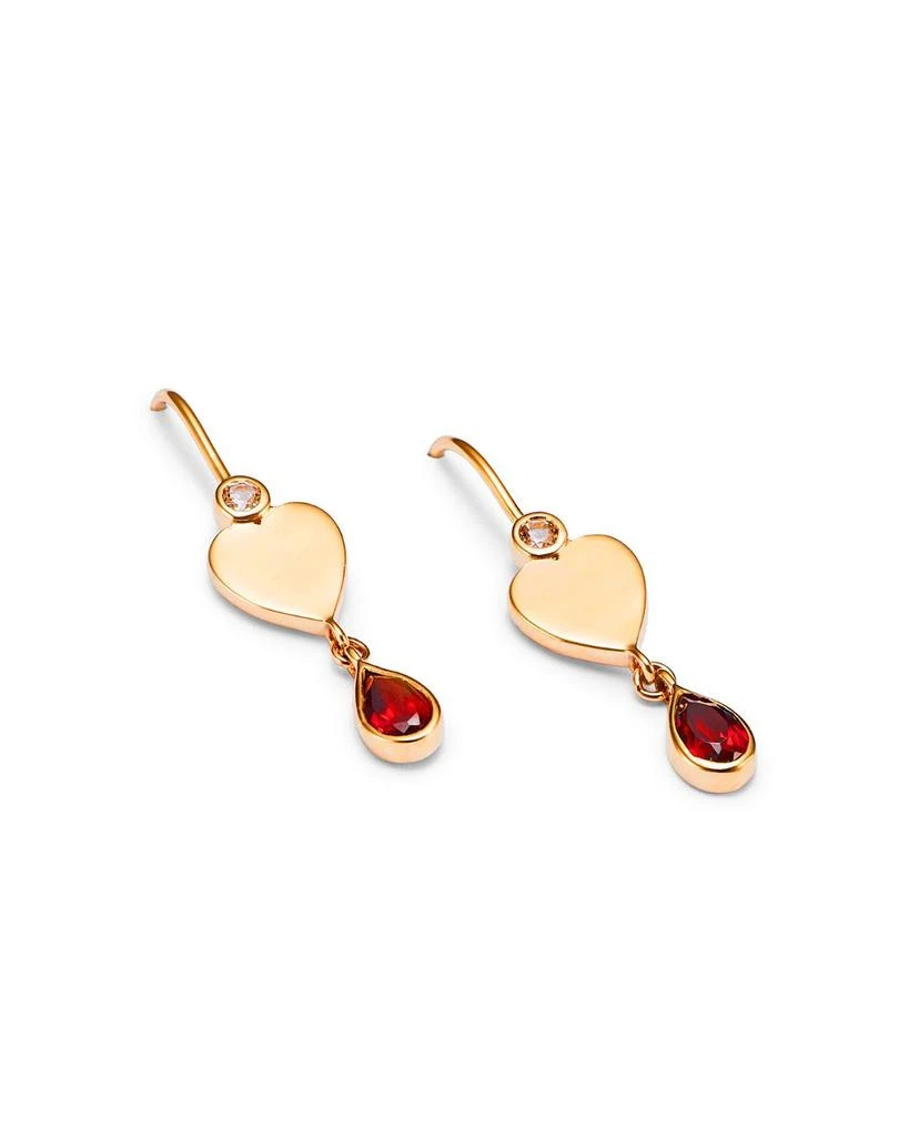 14K Yellow Gold Italy Garnet & White Topaz Drop Earrings - Exclusive - Exclusive 商品