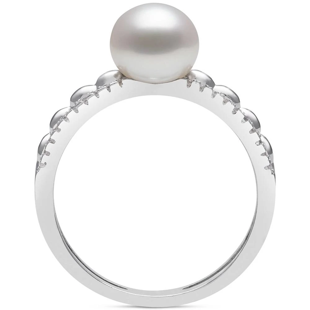 商品Belle de Mer|Cultured Freshwater Button Pearl (7mm) & Lab-Created White Sapphire (1/5 ct. t.w.) Ring,价格¥1184,第3张图片详细描述