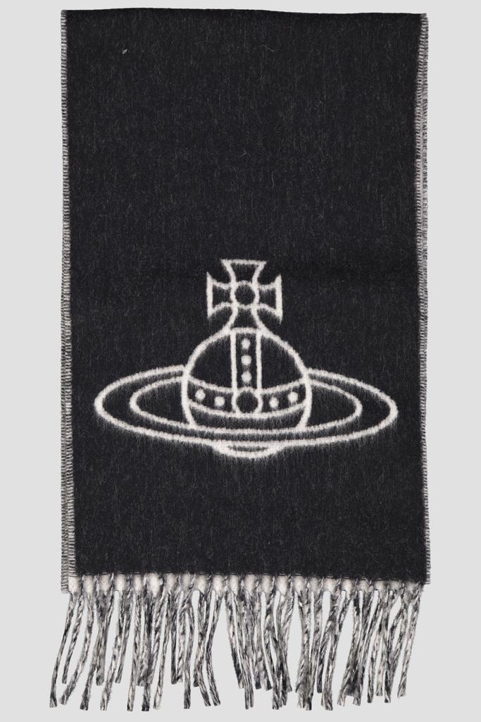 Women's Vivienne Westwood Black Two Sided Single Orb Scarf (25x180)商品第1张图片规格展示