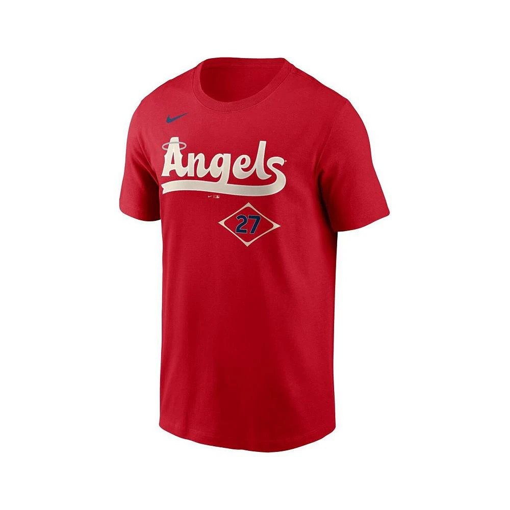 商品NIKE|Men's Mike Trout Red Los Angeles Angels 2022 City Connect Name and Number T-shirt,价格¥301,第2张图片详细描述