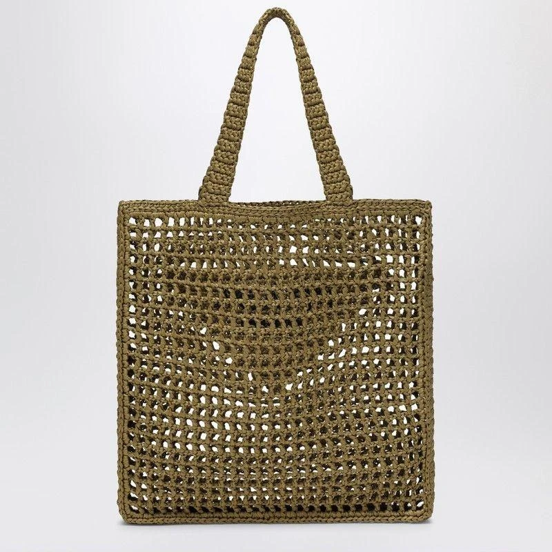 商品Prada|OLIVE GREEN CROCHET TOTE BAG WITH LOGO,价格¥12847,第2张图片详细描述