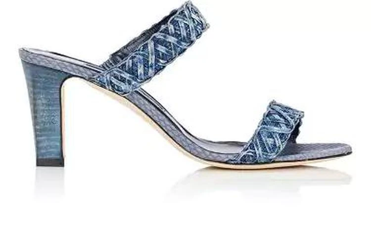 商品Manolo Blahnik|Geras Denim Slide Sandals,价格¥2522,第1张图片