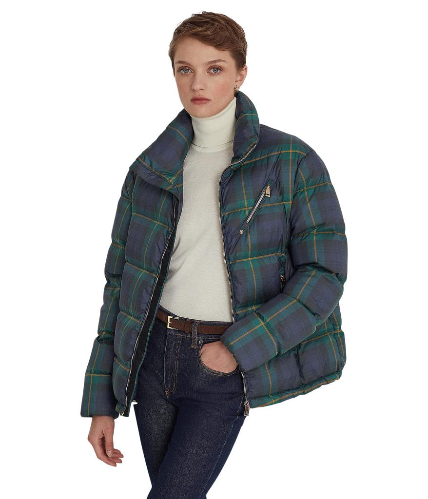 Plaid Quilted Down Coat商品第1张图片规格展示