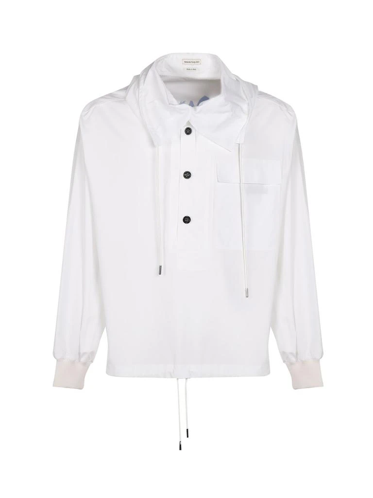 商品Alexander McQueen|Alexander McQueen Buttoned Drawstring Hoodie,价格¥3715,第1张图片