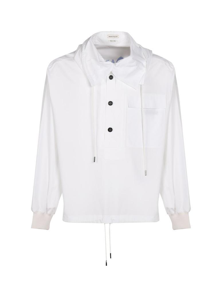 商品Alexander McQueen|Alexander McQueen Buttoned Drawstring Hoodie,价格¥3741,第1张图片