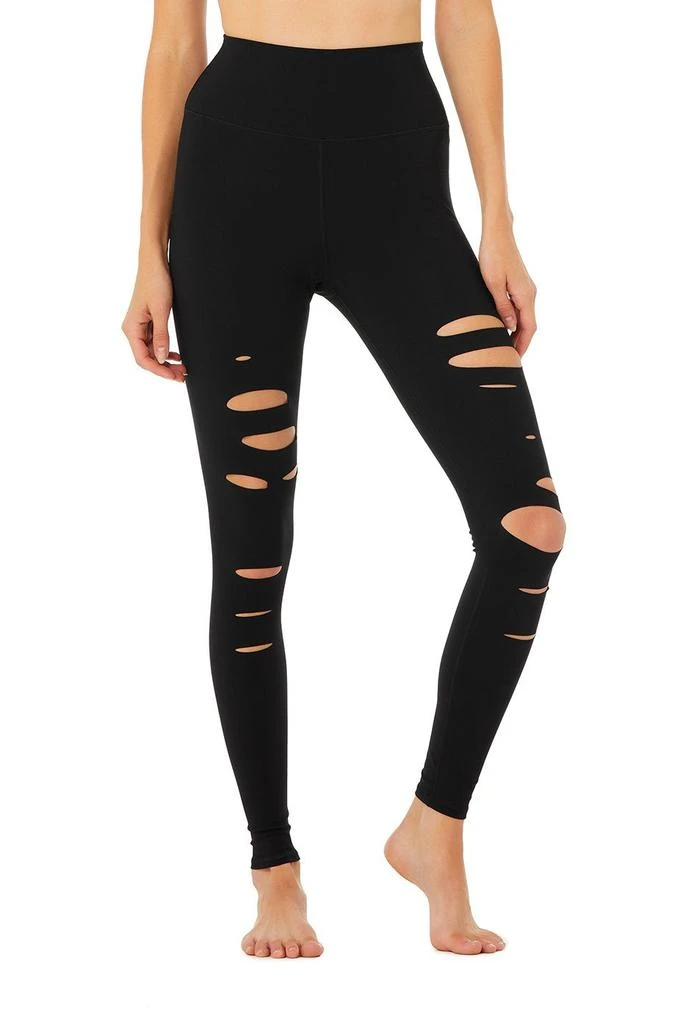商品Alo|High-Waist Ripped Warrior Legging - Black,价格¥673,第1张图片