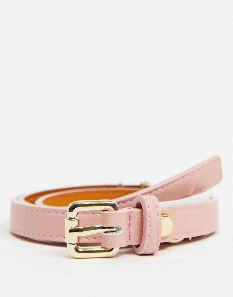 商品Mario Valentino|Valentino Bags Emma Winter skinny logo belt in pale pink,价格¥316,第2张图片详细描述