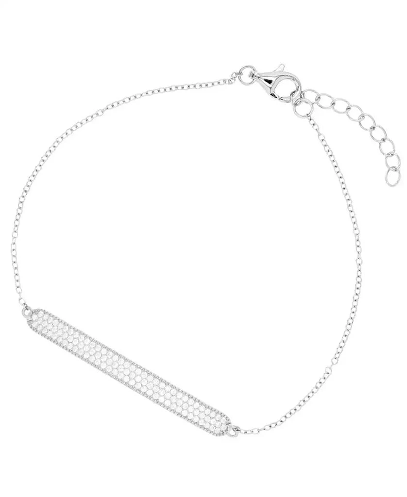 商品Macy's|Cubic Zirconia Micro Pave Bar Bracelet in Sterling Silver (Also in 14k Gold Over Silver),价格¥141,第1张图片