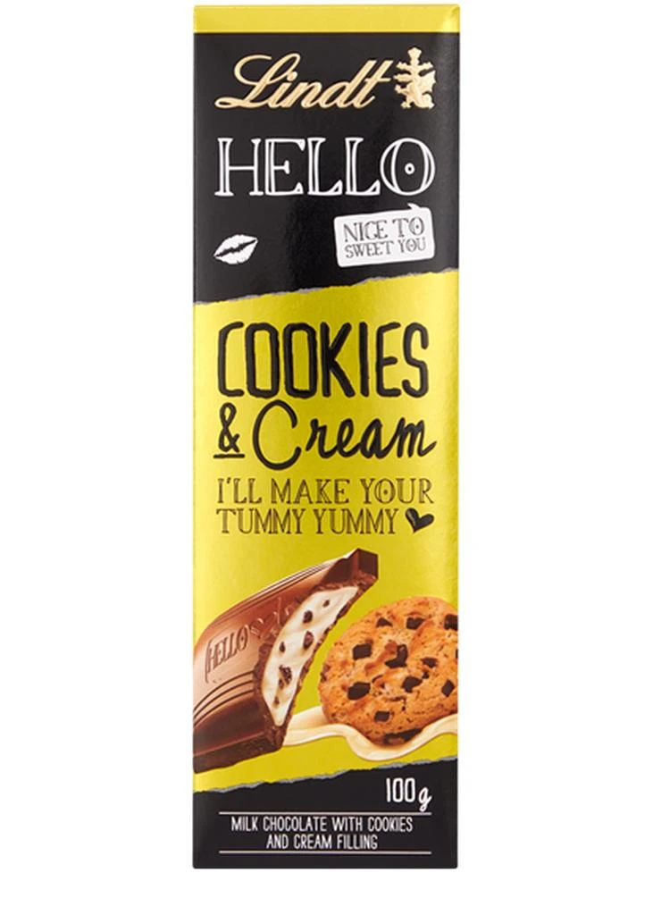 商品LINDT|Hello Cookies & Cream Milk Chocolate Bar 100g,价格¥31,第1张图片