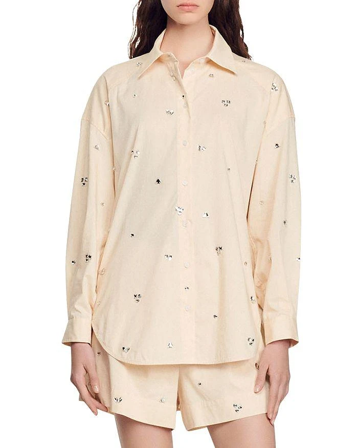 商品Sandro|Malaga Rhinestone Embellished Shirt,价格¥1679,第1张图片