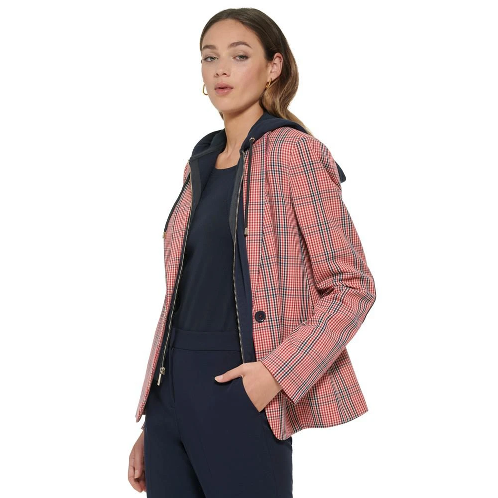 商品Tommy Hilfiger|Women's Plaid-Print Hooded Blazer,价格¥427,第3张图片详细描述