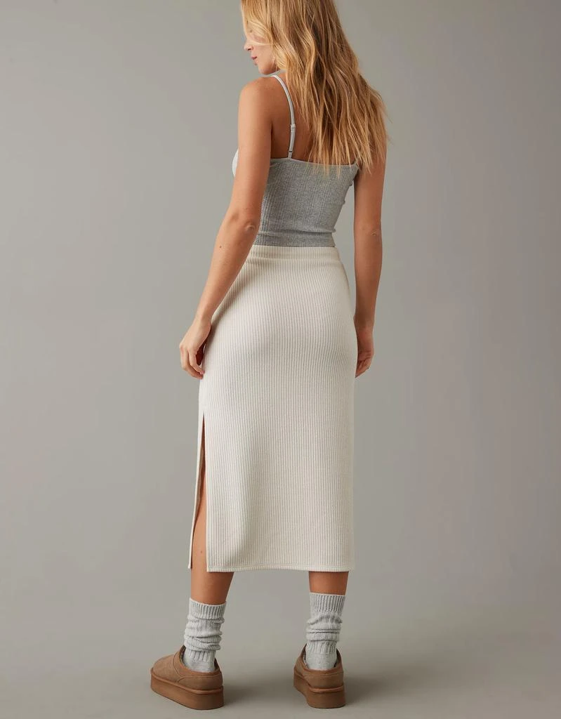 商品AE|AE Stretch High-Waisted Ribbed Knit Midi Skirt,价格¥92,第2张图片详细描述