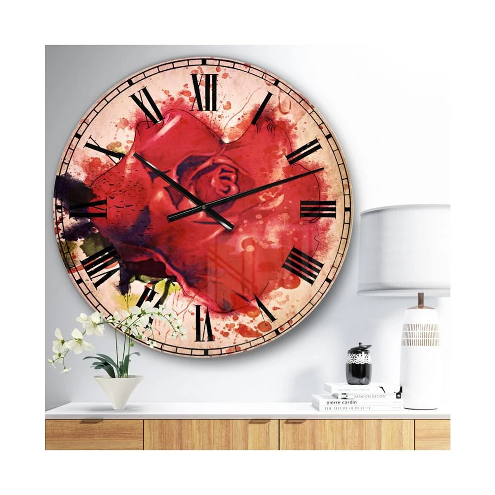 商品Designart|Floral Oversized Round Metal Wall Clock,价格¥1489,第2张图片详细描述