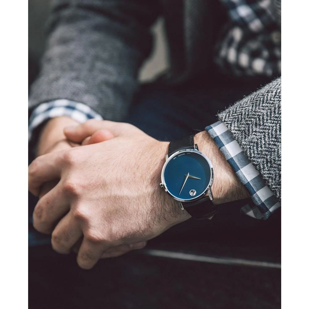 商品Movado|Men's Swiss Museum Classic Black Leather Strap Watch,价格¥3101,第5张图片详细描述