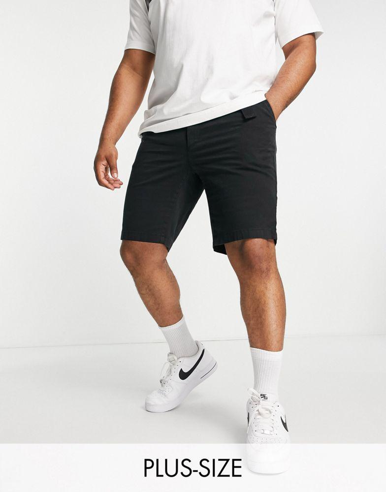 Calvin Klein Big & Tall garment dyed shorts with belt in black商品第1张图片规格展示
