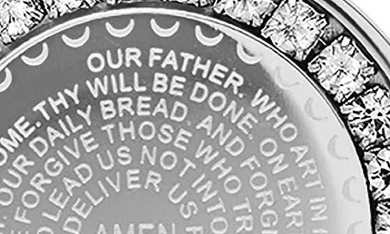 商品HMY JEWELRY|18K Rose Gold Plaed Stainless Steel Lord's Prayer CZ Pendant Necklace,价格¥165,第3张图片详细描述