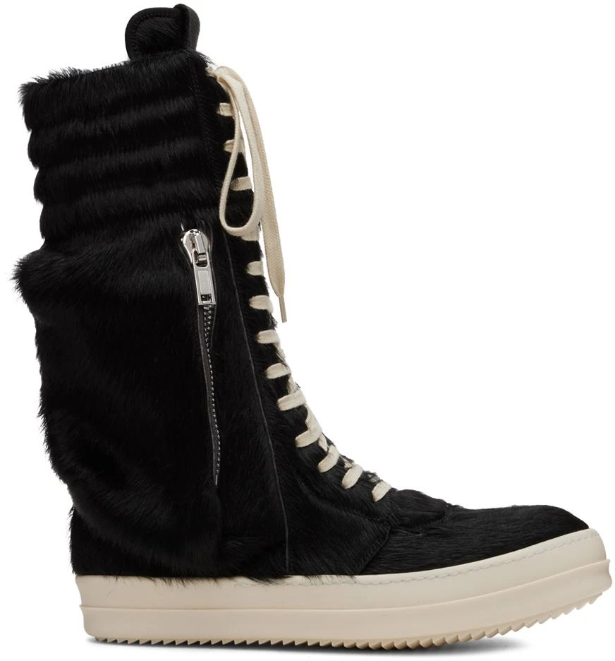 商品Rick Owens|Black Cargobasket Pony Hair Sneakers,价格¥6654,第1张图片