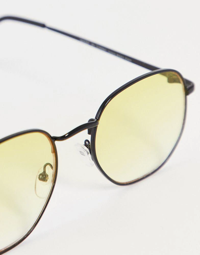 商品ASOS|ASOS DESIGN round sunglasses with yellow gradient lens in black,价格¥78,第2张图片详细描述