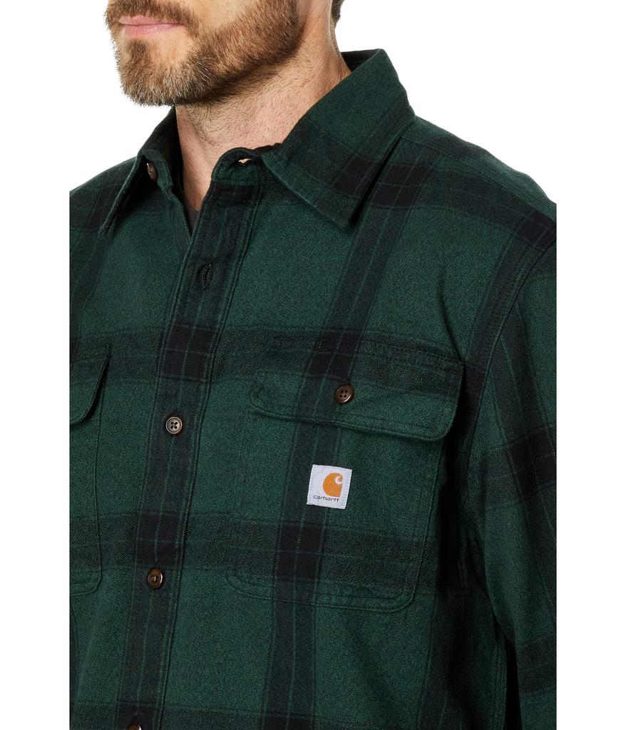 Loose Fit Heavyweight Flannel Long Sleeve Plaid Shirt商品第3张图片规格展示