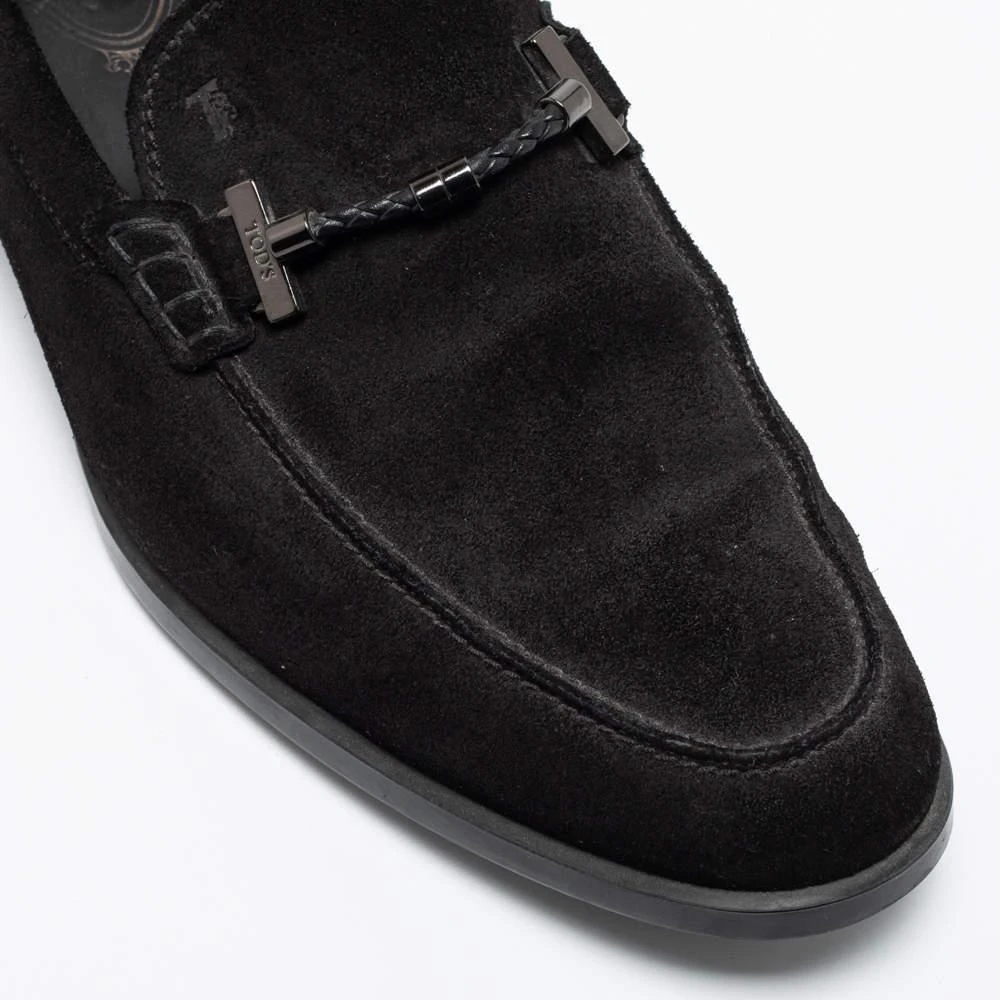 Tod's Black Suede Buckle Slip-On Loafers Size 43 商品