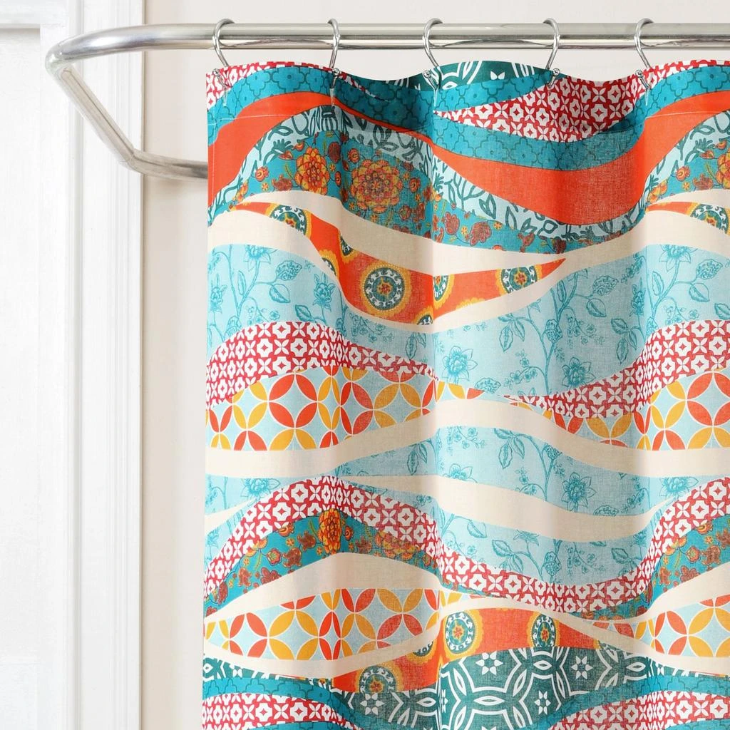 商品Lush Decor|Hailey Watercolor Wave Cotton Shower Curtain,价格¥315,第2张图片详细描述