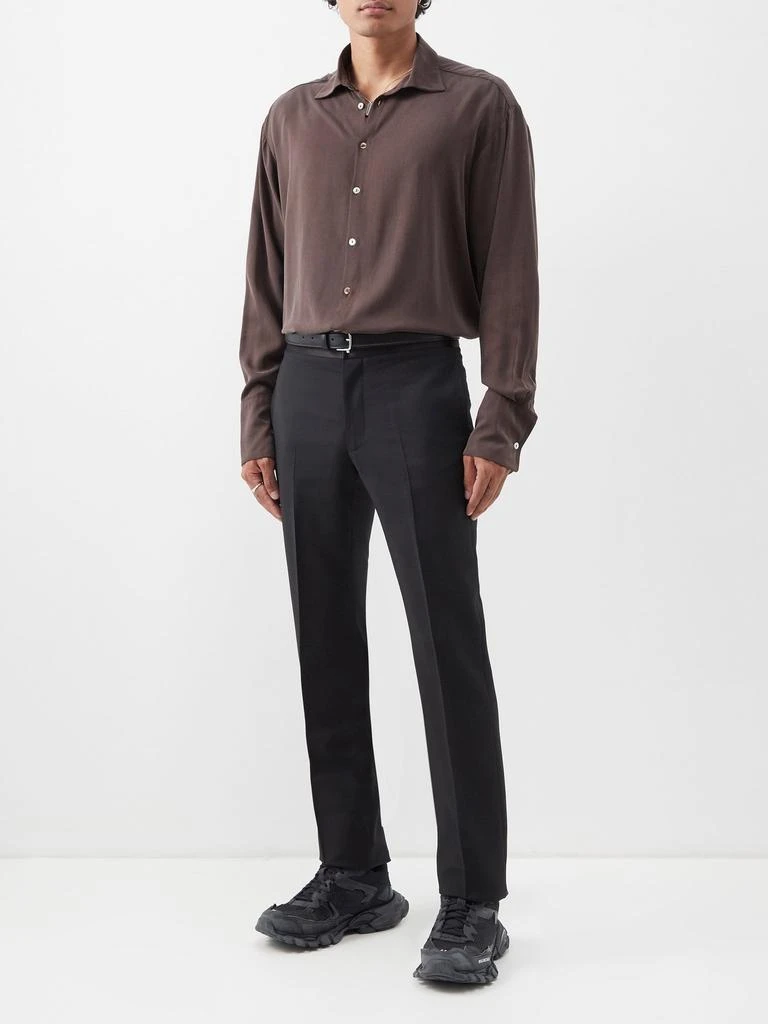 商品Givenchy|Satin-waist wool-blend grain de poudre trousers,价格¥7253,第2张图片详细描述