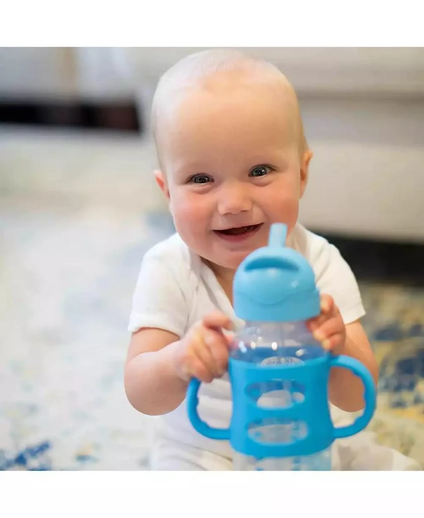 商品Dr. Browns|Baby Wide-Neck Sippy Straw Bottle with 100% Silicone Handles, 9oz, Blue,价格¥127,第3张图片详细描述